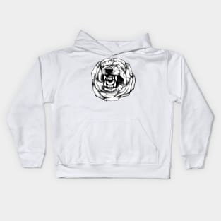 Wolf growl rose Kids Hoodie